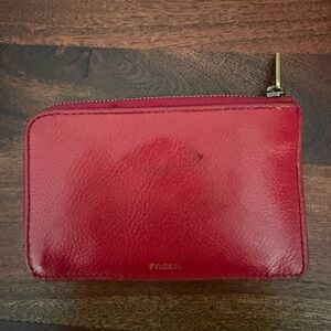Fossil Bold Red Leather Wallet